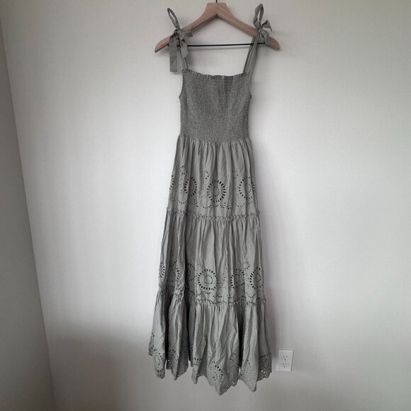 Zara Eyelet Maxi Dress Tie Straps size XS NWT - Picture 2 of 4
